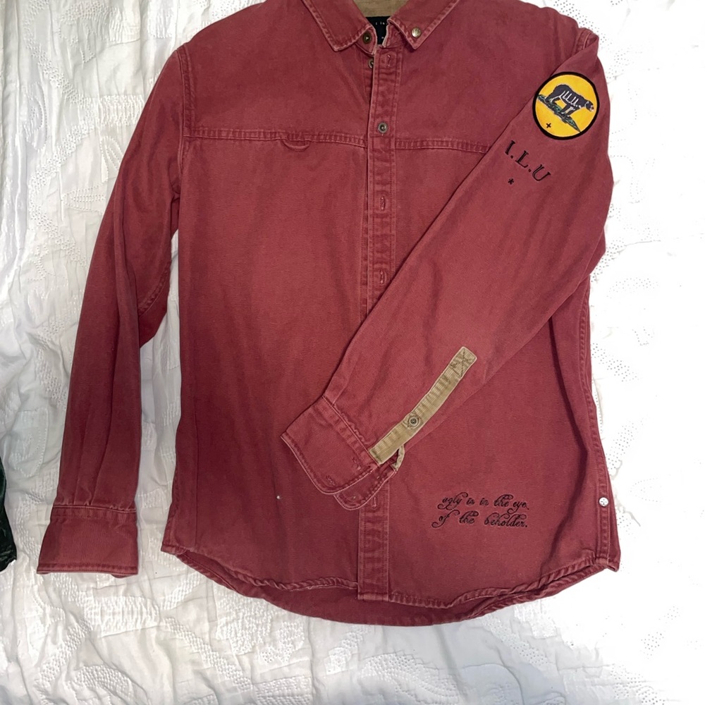 Red Long Sleeve Button-Up Shirt